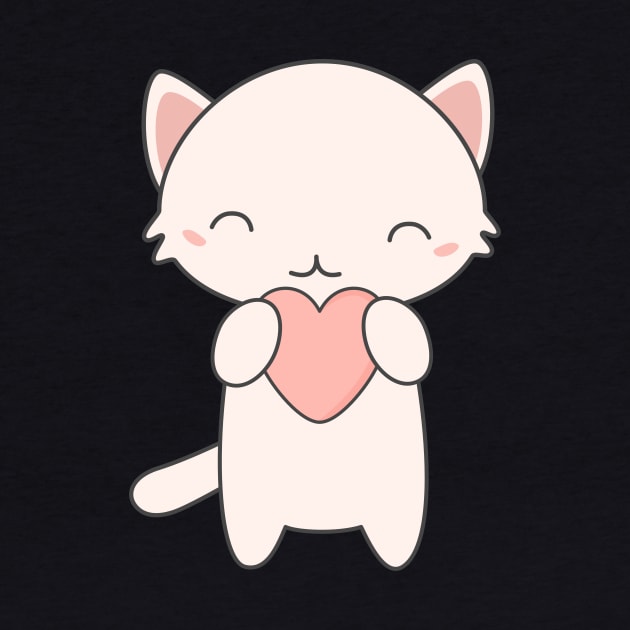 Kawaii Cute Cat With Heart T-Shirt by happinessinatee
